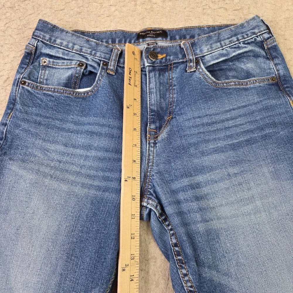 Banana Republic Athletic Jeans Mens 33x32 Blue Whisker Stretch Denim